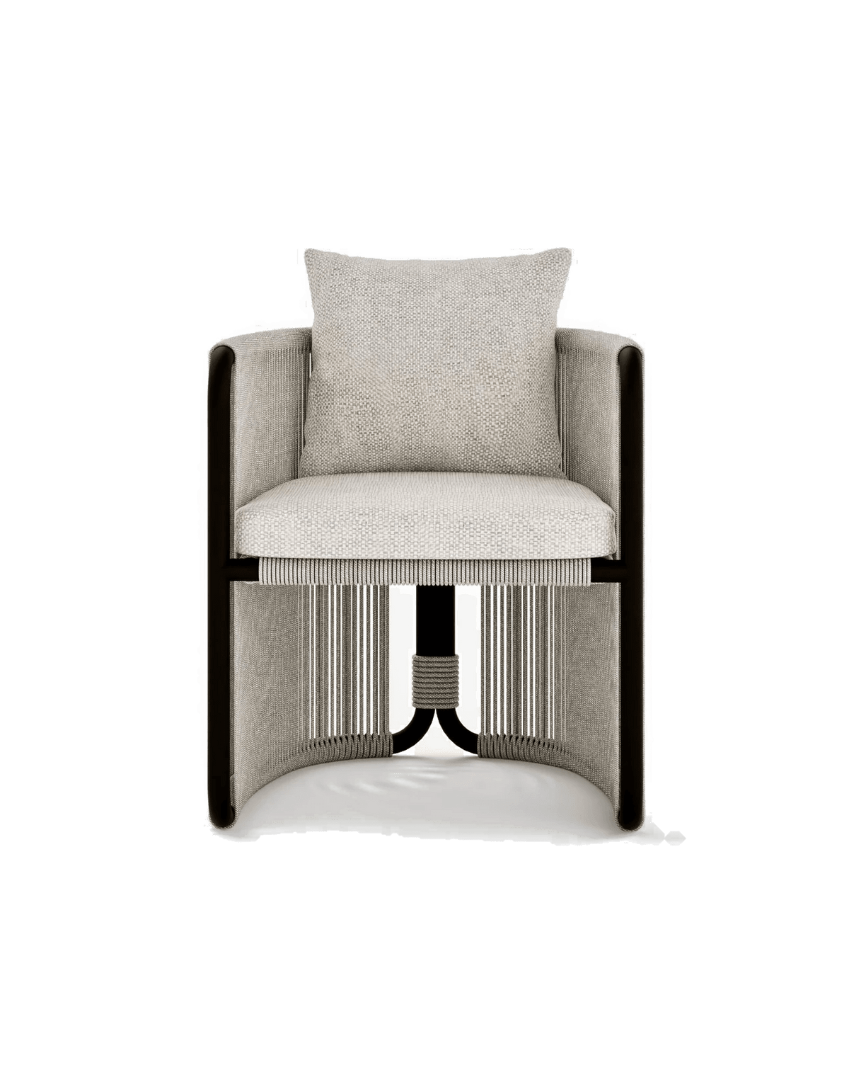 Capri Dining Chair in Light Earth, rope and aluminium, front view