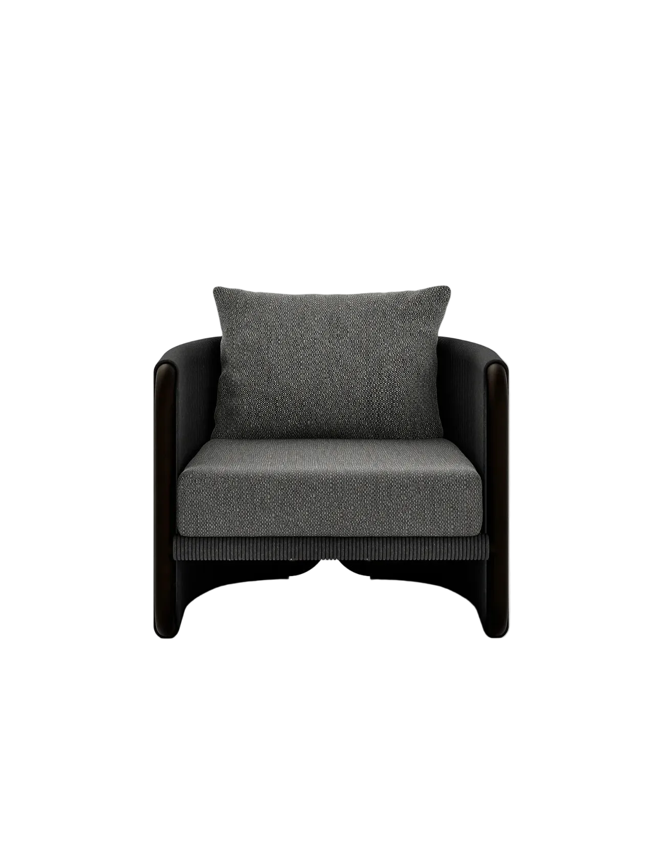 Capri Lounge Chair in Dark Earth, rope and aluminium, front view