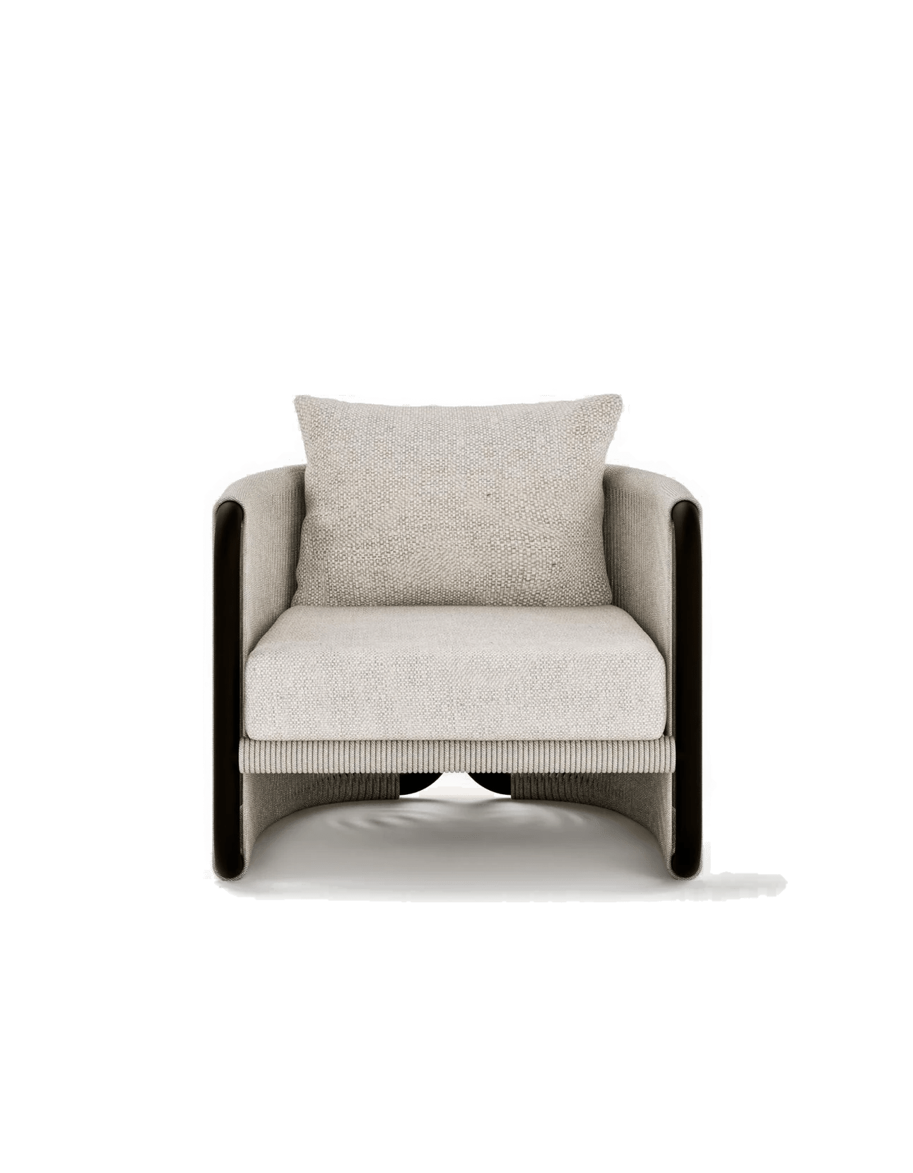 Capri Lounge Chair in Light Earth, rope and aluminium, front view