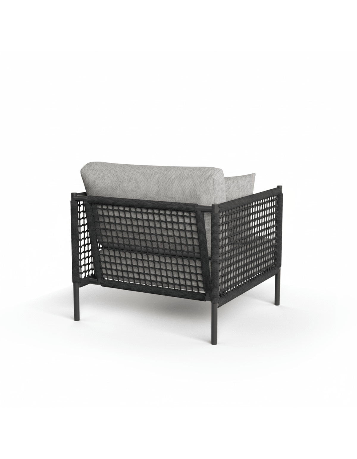Cottesloe Lounge Chair in Charcoal rope with Graphite frame, back view