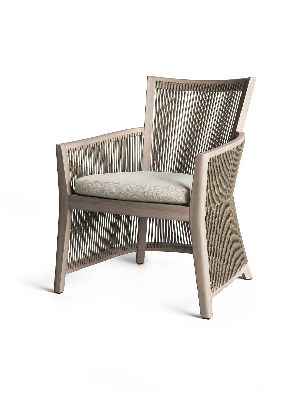 Eden Dining Chair in Aged Teak with Camel rope and Sand seat cushion