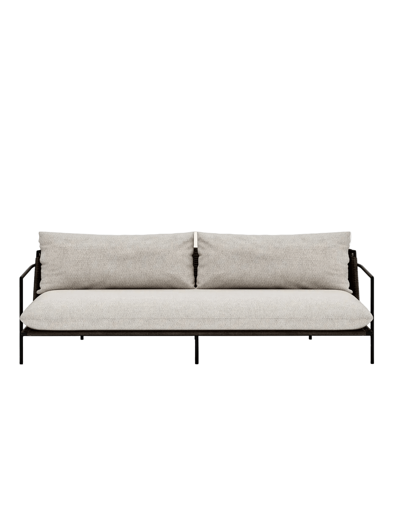 Kirra 220cm Sofa in Dark Earth, Summergrass wicker and aluminium, front view
