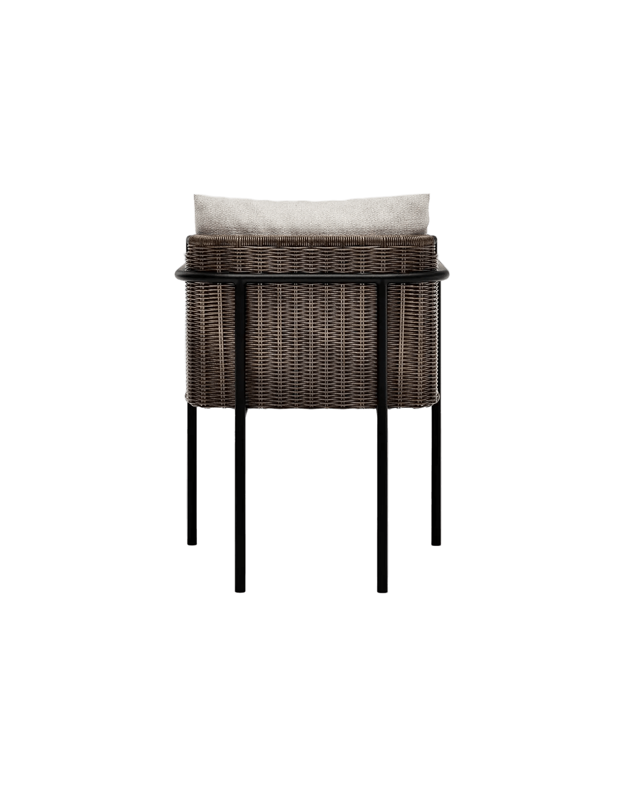 Kirra Dining Chair in Dark Earth, Summergrass wicker and aluminium, back view