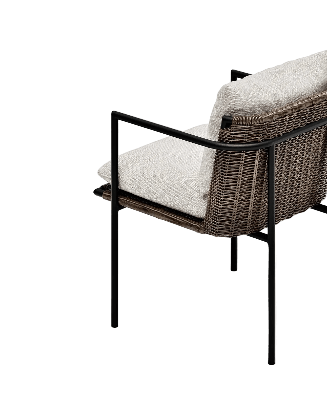 Kirra Dining Chair in Dark Earth, Summergrass wicker and aluminium, back detail
