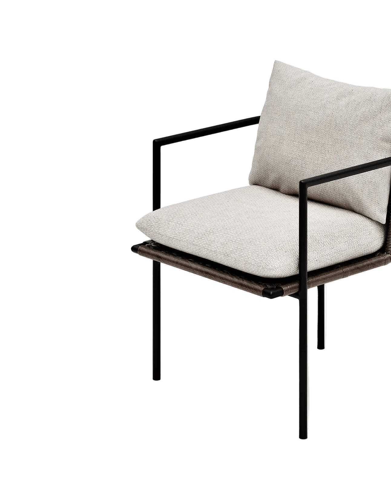 Kirra Dining Chair in Dark Earth, Summergrass wicker and aluminium, front detail