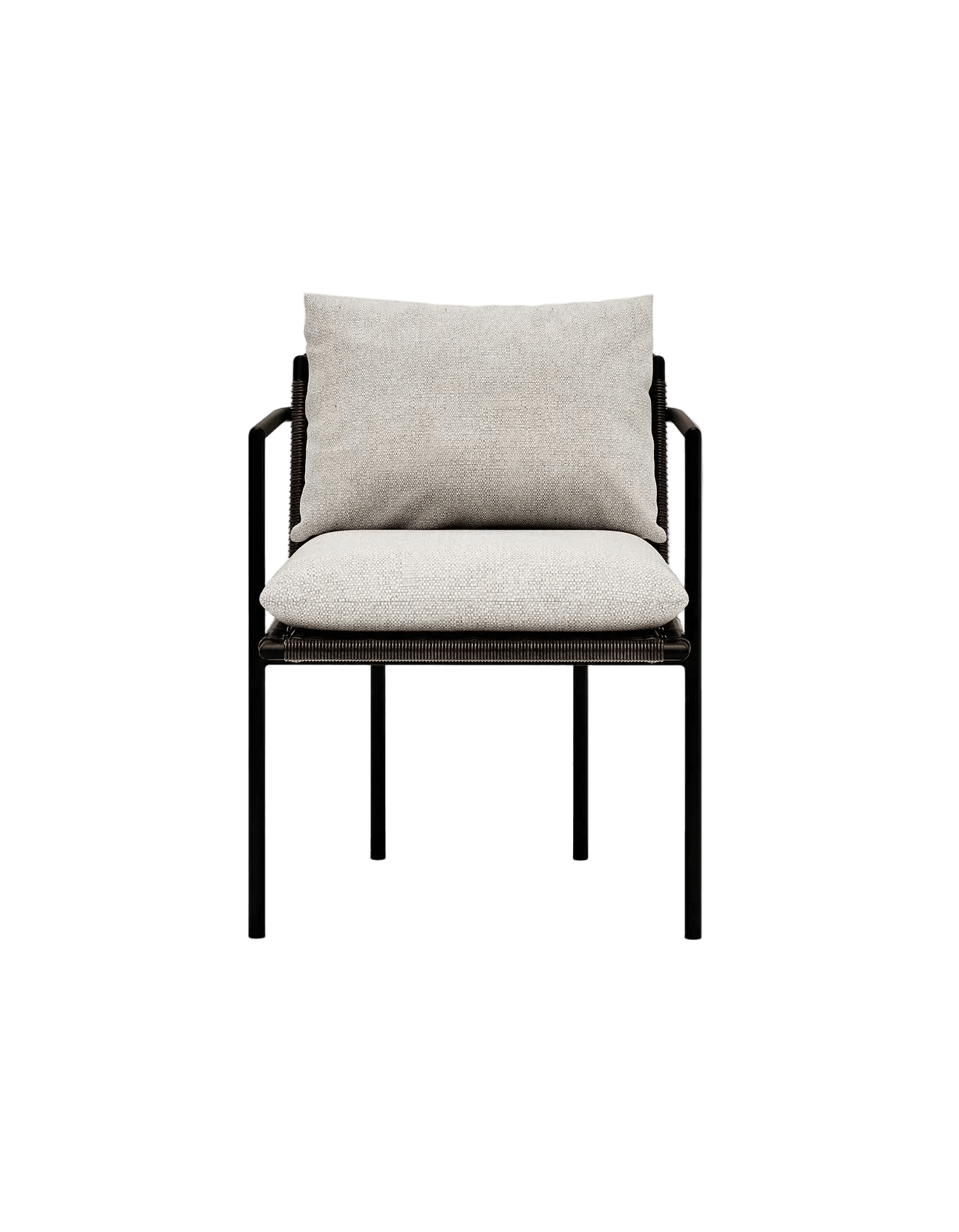 Kirra Dining Chair in Dark Earth, Summergrass wicker and aluminium, front view