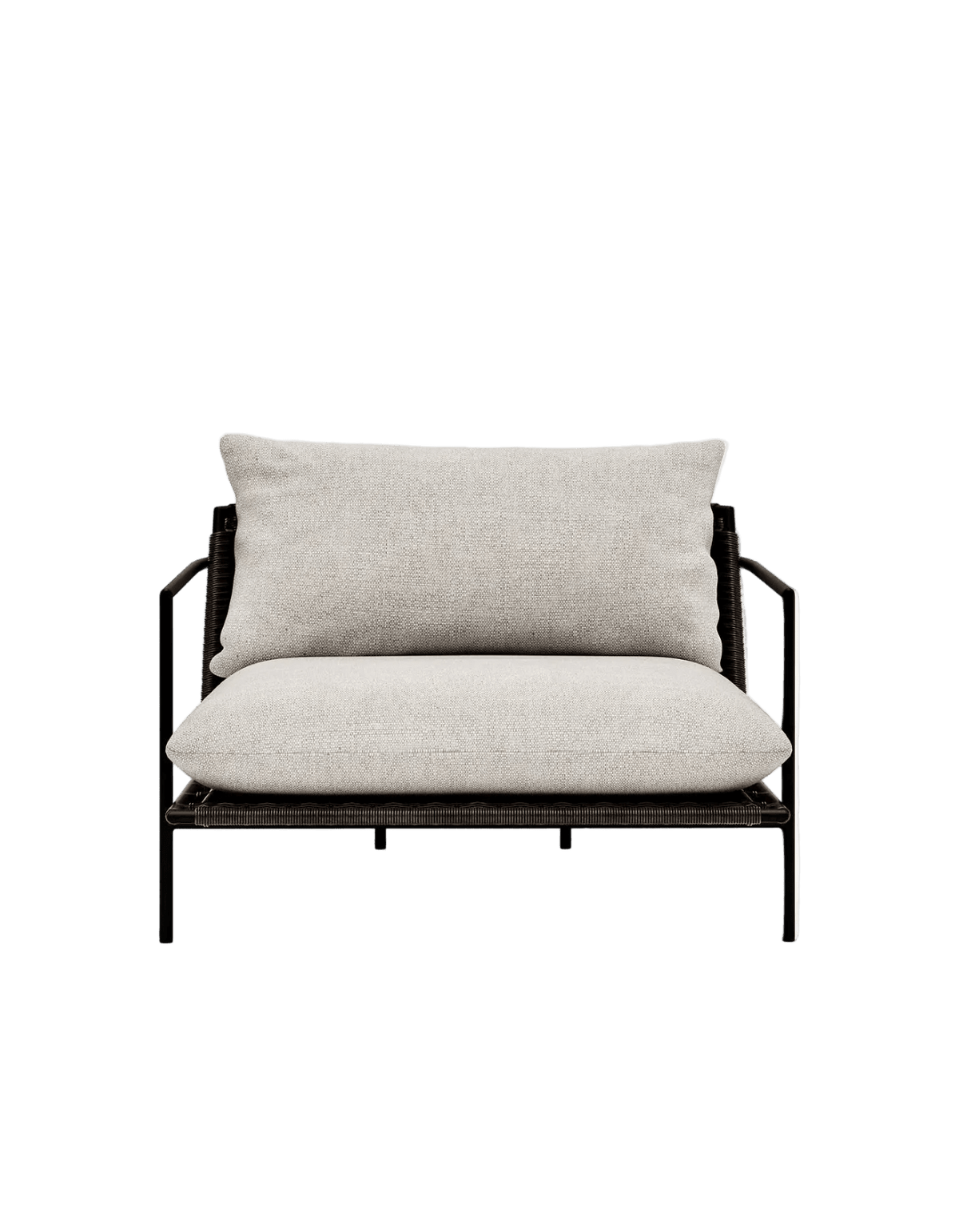 Kirra Lounge Chair in Dark Earth, Summergrass wicker and aluminium, front view