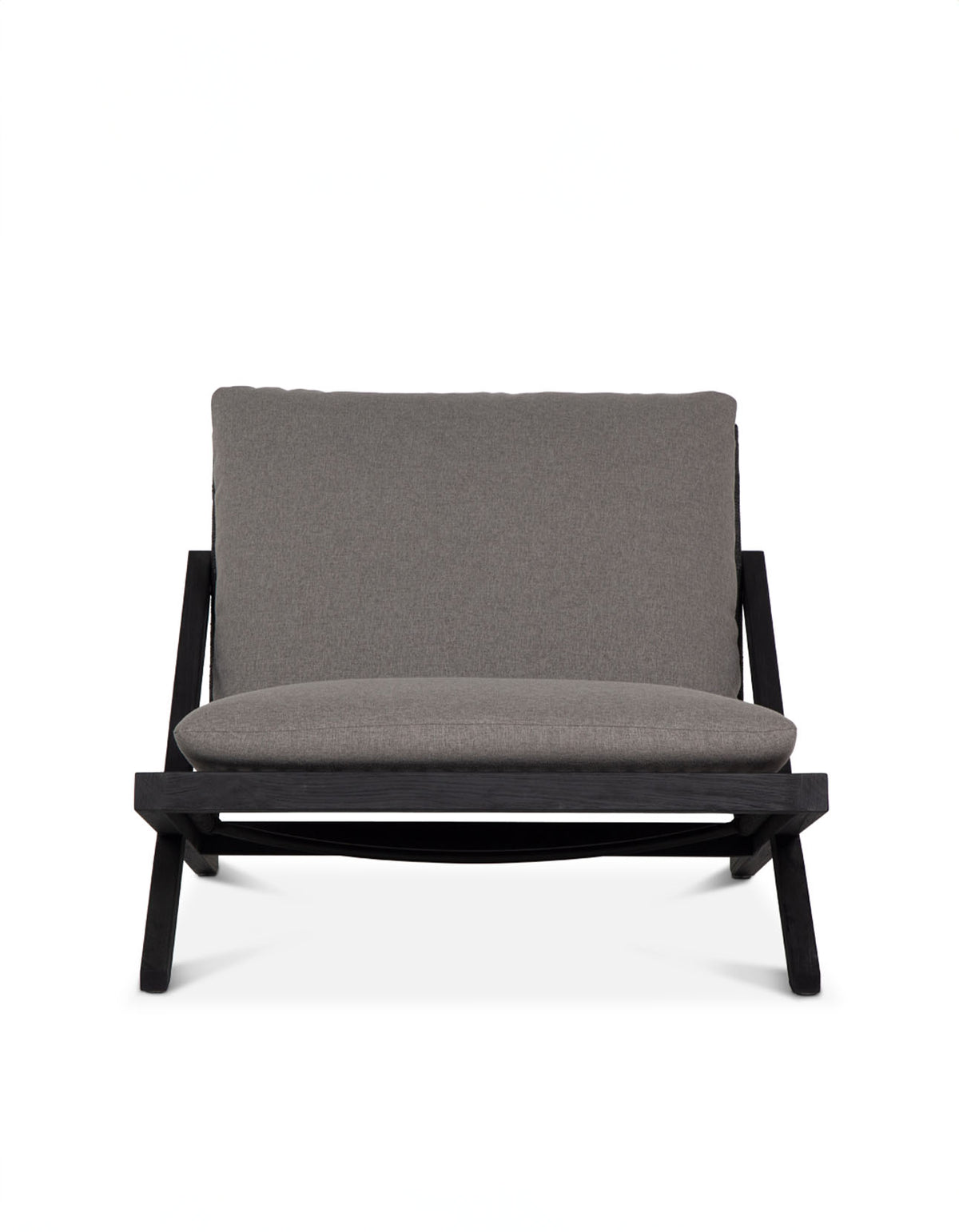 Little Cove Lounge Chair with Black Teak frame and Charcoal cushions, front view