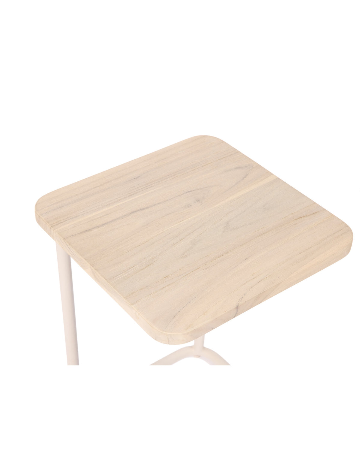 Ningaloo Sofa Table in Linen, close-up of the Aged Teak top