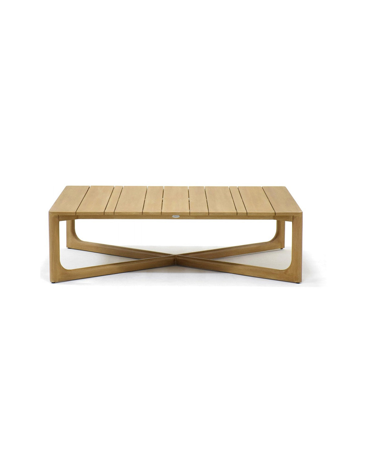 Noosa Coffee Table – rectangular solid teak outdoor coffee table with a cross base