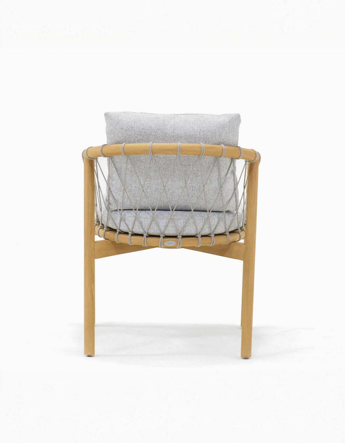 Wategos Dining Chair, back view showing the laced rope